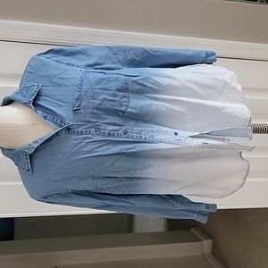Denim dip dye button front shirt by Lane Bryant